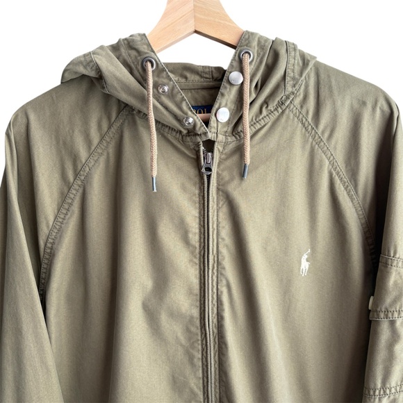Polo Ralph Lauren Vintage Hooded Jacket In Army Green Zip-up Jacket Size XL - Picture 2 of 9